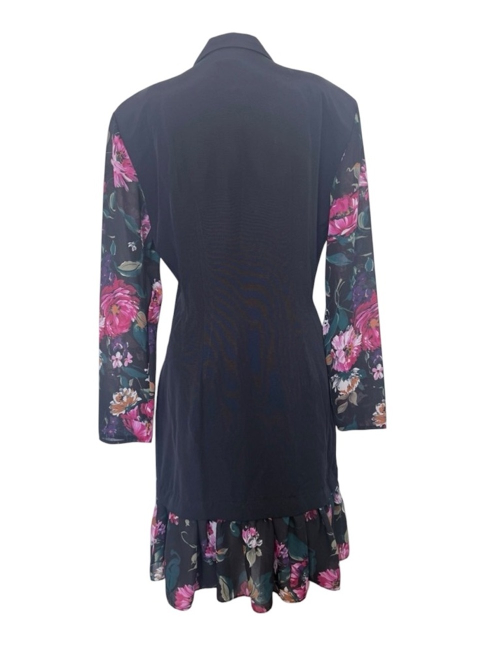 Rampage Black Dress with Pink Floral Sleeves - Picture 5 of 8